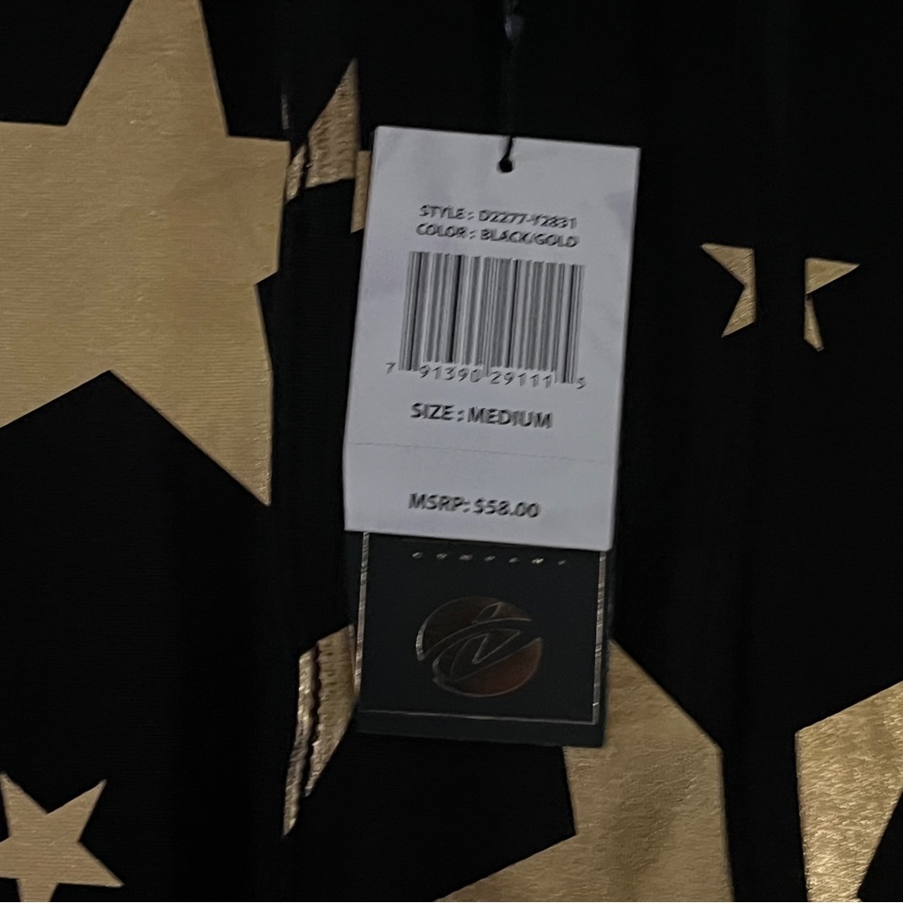 Unisex Black Hoodie with Gold Star Pattern - Picture 2 of 4